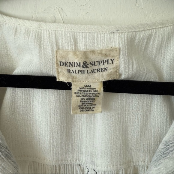 Denim & Supply Ralph Lauren Gauzy Cotton Southwestern Embroidered Boho Tunic Top - Picture 7 of 8